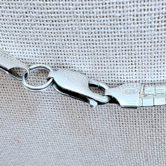 VTG Sterling Silver 925 Omega Chain Necklace Lobster Clasp Size 18.5" Length - Picture 8 of 13